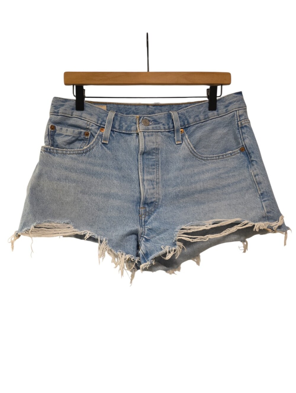 Levi's, 501 Jean Shorts, Levi's Premium Denim, Frayed + Distressed Hemline, W32,